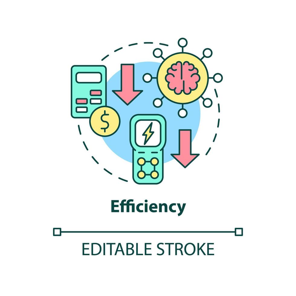 Efficiency concept icon. Intelligent network. Smart grid features abstract idea thin line illustration. Isolated outline drawing. Editable stroke. Roboto-Medium, Myriad Pro-Bold fonts used vector