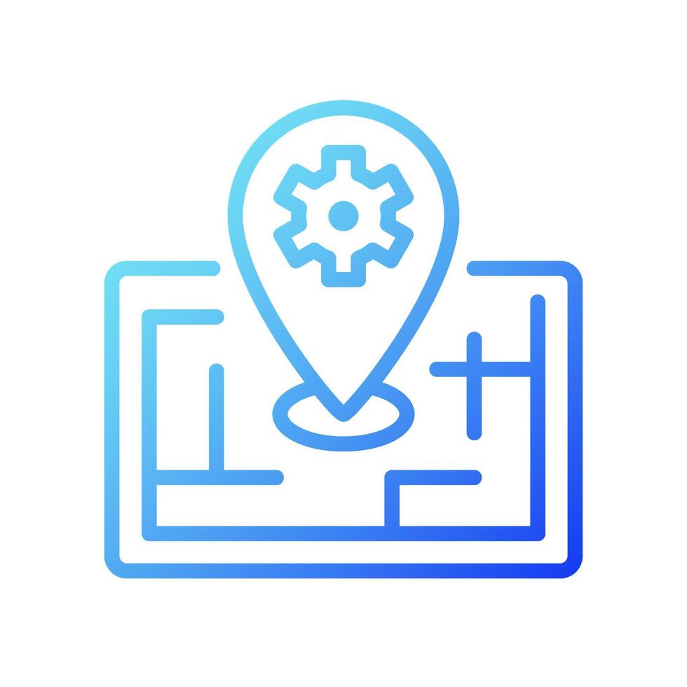 Smart mapping technology gradient linear vector icon. Location on GPS app. Internet of Things. Smart gadget. Thin line color symbol. Modern style pictogram. Vector isolated outline drawing