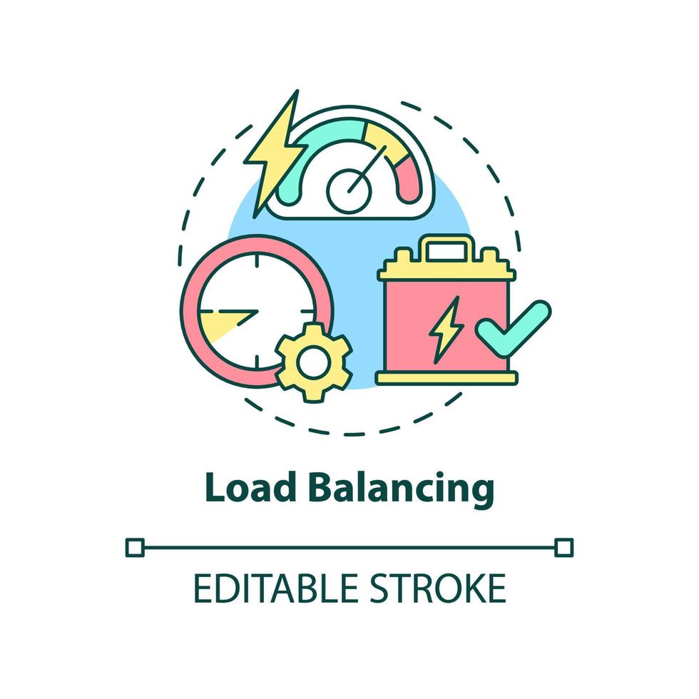 Load balancing concept icon. Control power consumption. Smart grid setting abstract idea thin line illustration. Isolated outline drawing. Editable stroke. Roboto-Medium, Myriad Pro-Bold fonts used vector