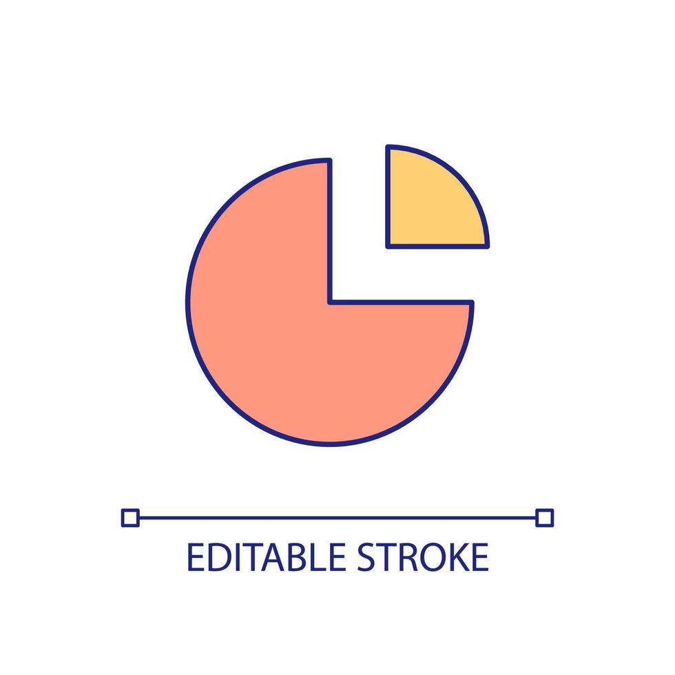 Segment RGB color icon. Part of circle. Fragment and section. Infographic and diagram. Shape component. Isolated vector illustration. Simple filled line drawing. Editable stroke. Arial font used
