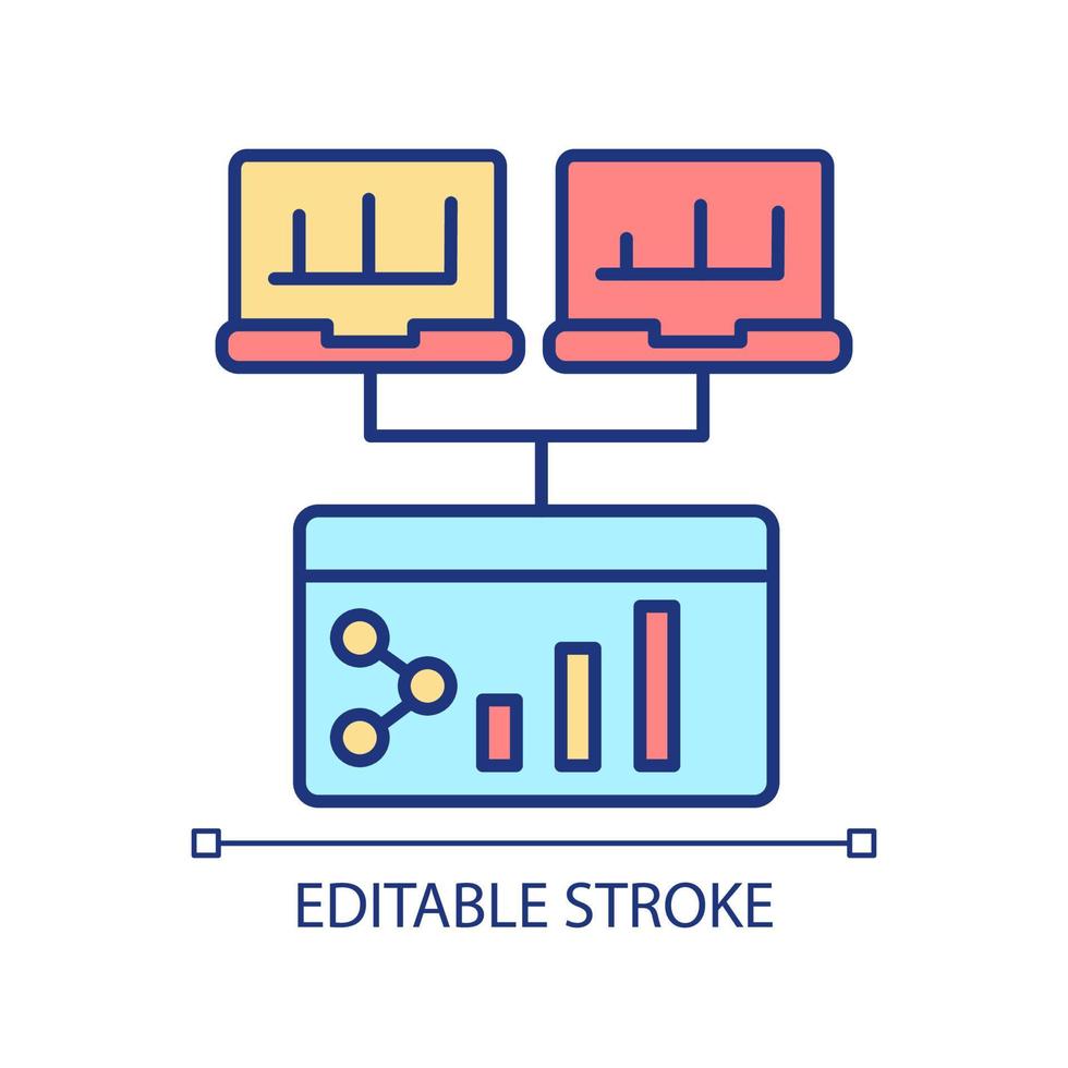 Team projects management RGB color icon. All-in-one solution. Operating workflows in one platform. Isolated vector illustration. Simple filled line drawing. Editable stroke. Arial font used