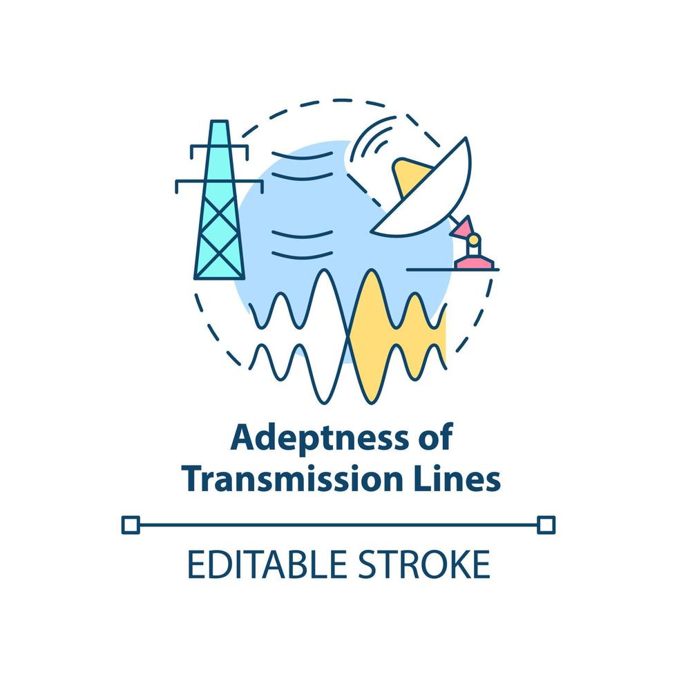 Adeptness of transmission lines concept icon. Applications of smart grid abstract idea thin line illustration. Isolated outline drawing. Editable stroke. Roboto-Medium, Myriad Pro-Bold fonts used vector