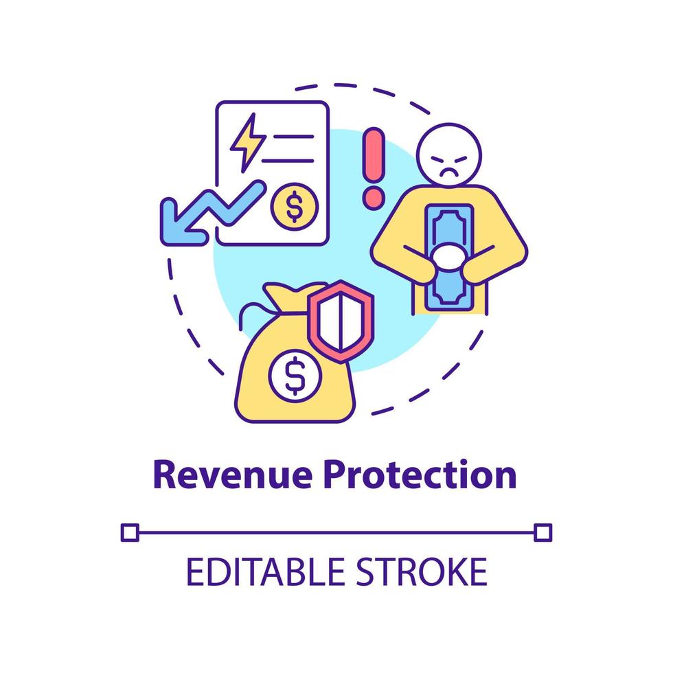 Revenue protection concept icon. Smart grids customers payment control abstract idea thin line illustration. Isolated outline drawing. Editable stroke. Roboto-Medium, Myriad Pro-Bold fonts used vector