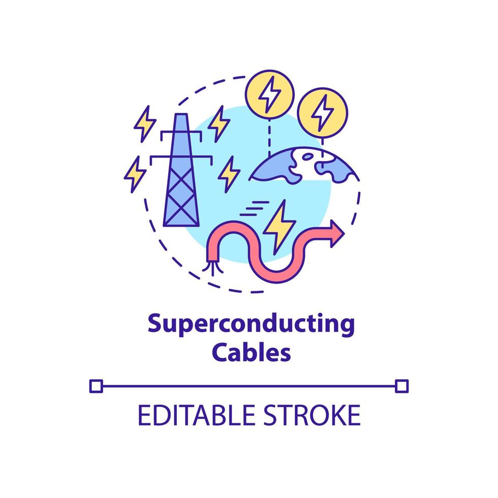 Superconducting cables concept icon. Smart grid component abstract idea thin line illustration. Isolated outline drawing. Editable stroke. Roboto-Medium, Myriad Pro-Bold fonts used vector