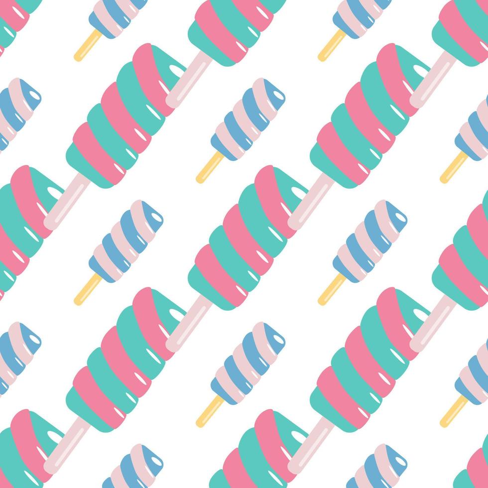 helado de tornado de frutas pequeñas y medianas aislado de patrones sin fisuras. Fondo blanco. vector