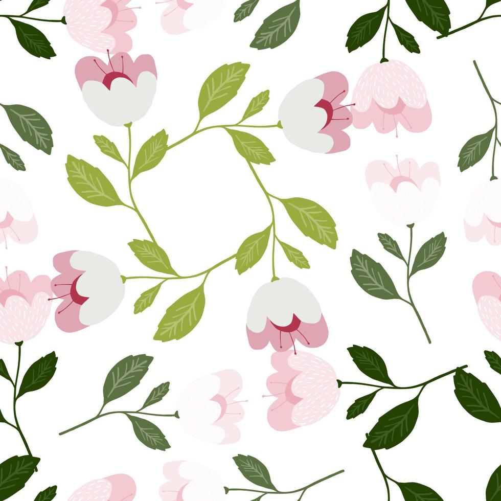 Pretty flowers seamless pattern isolated on white background. vector