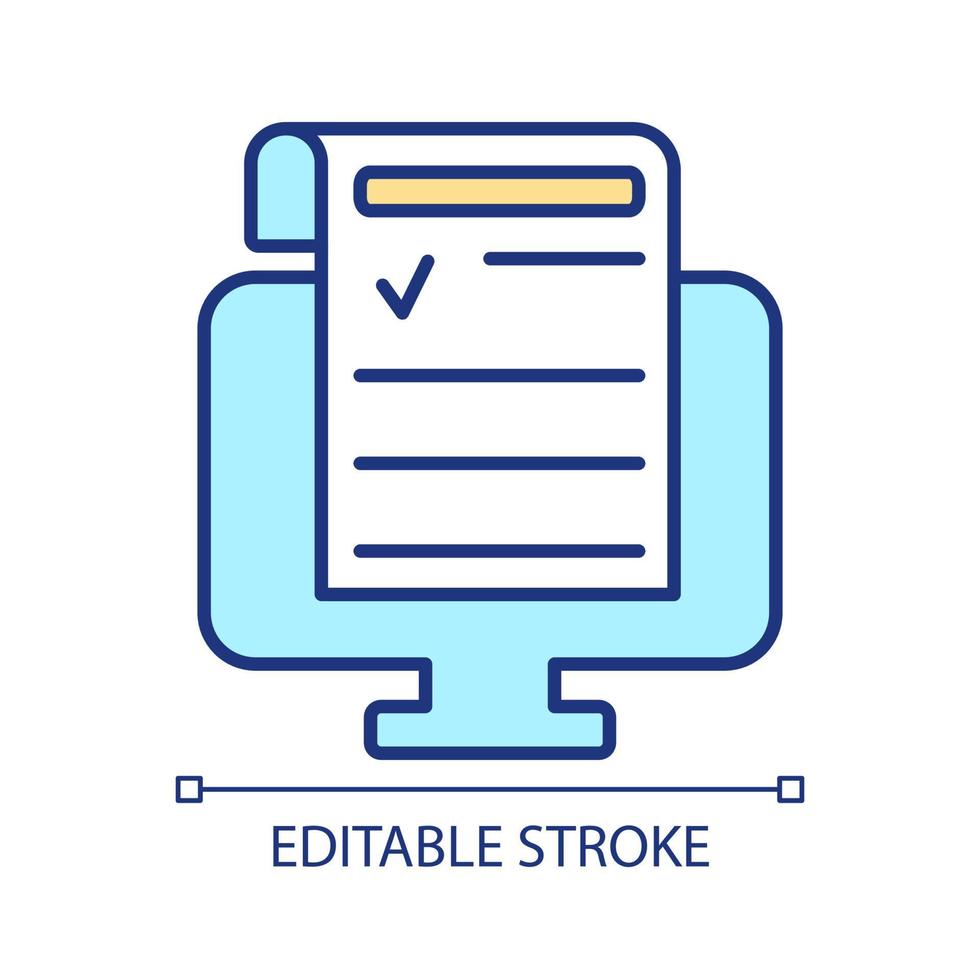 E-signing documents RGB color icon. Applying electronic signature. Creating e-contract. Online agreement. Isolated vector illustration. Simple filled line drawing. Editable stroke. Arial font used