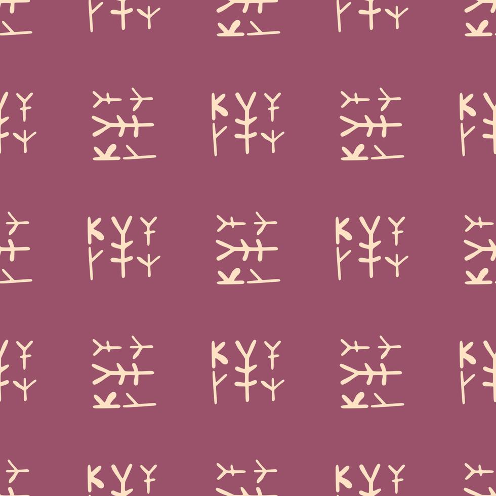 Tribal symbols seamless pattern isolated on red background. Ancient ethnic endless wallpaper. vector