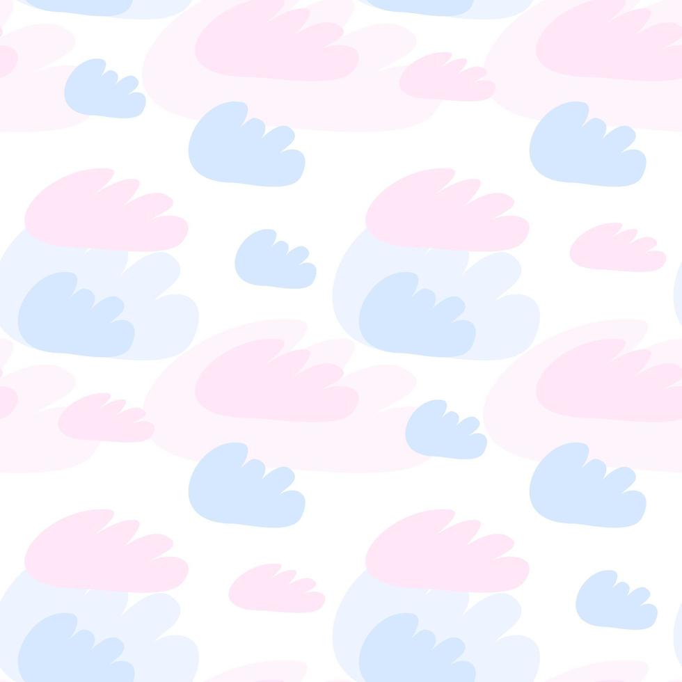 patrón sin costuras de nubes rosadas y azules. ilustración de bebé de diseño vectorial vector