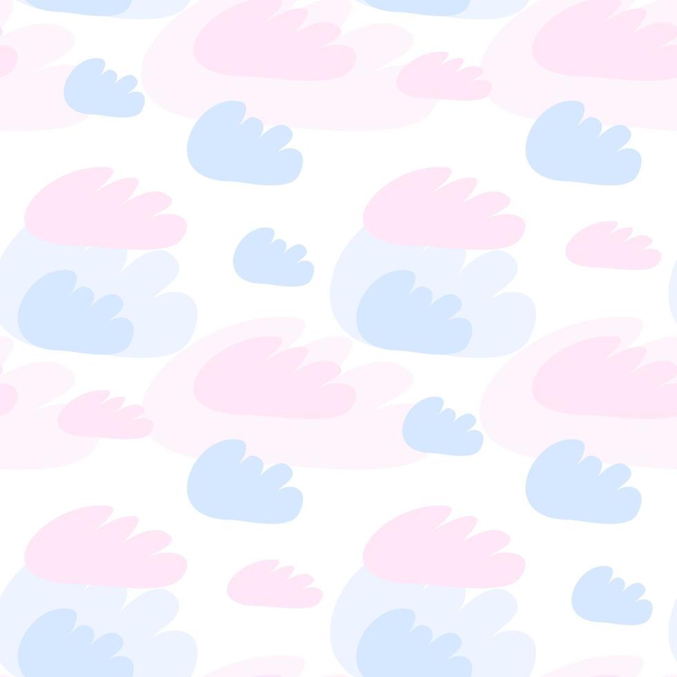 Pink and blue clouds seamless pattern. Vector design baby illustration