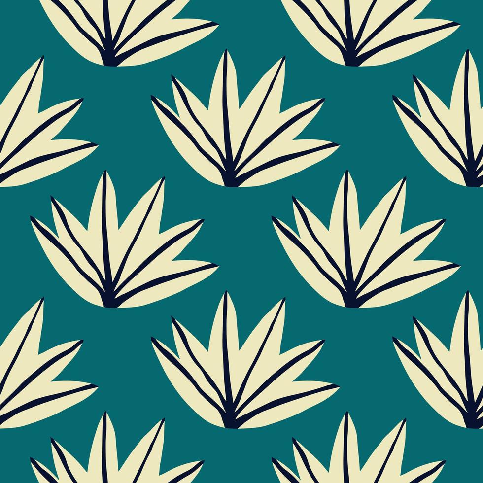 Hand drawn leaf fabric textile design on green background. vector