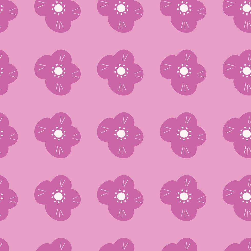 Lilac colored seamless floral pattern with hand drawn scandi flowers ditsy backdrop. Organic backdrop. vector