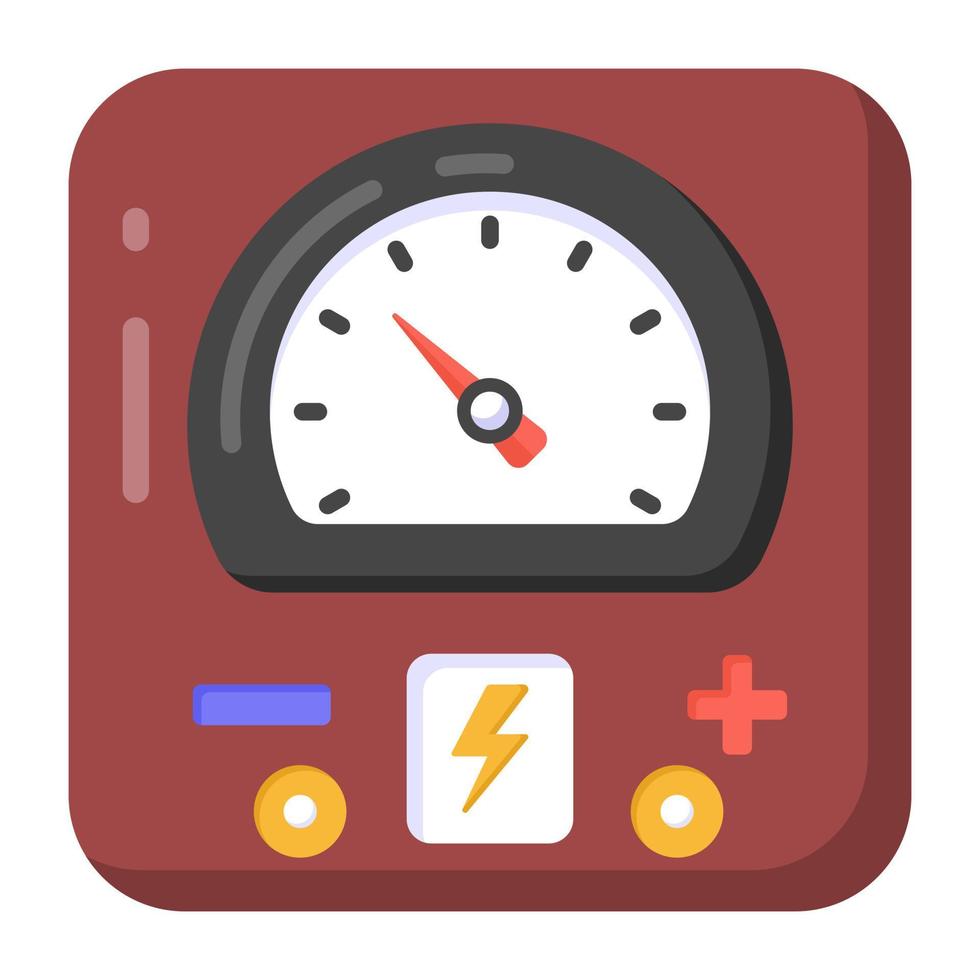 Voltage meter flat style editable icon, vector