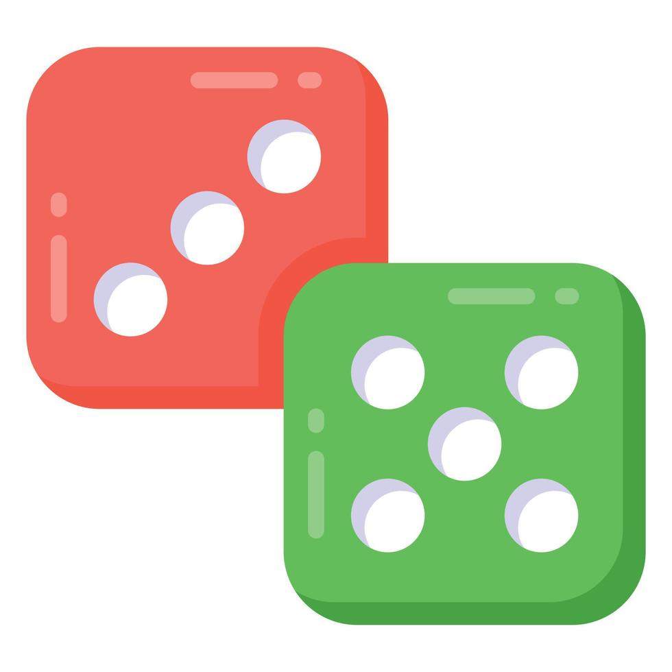 ícono de accesorios de juegos de casino, juego de dados ludo en un vector de estilo plano.