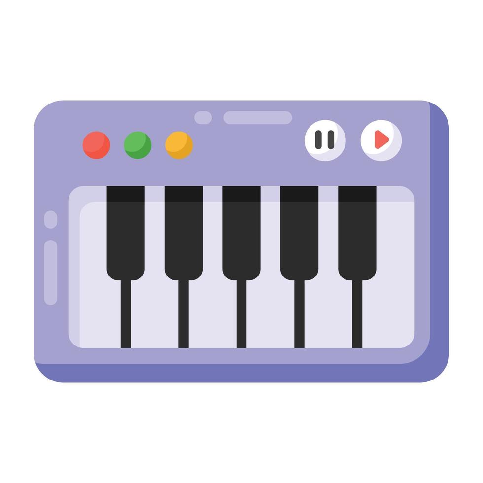 Musical keyboard, piano vector in flat design