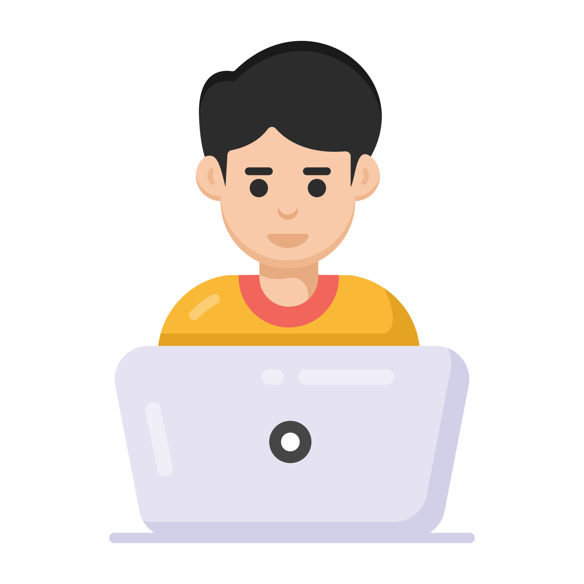 Employee in front of machine, laptop user icon 5620617 Vector Art at ...