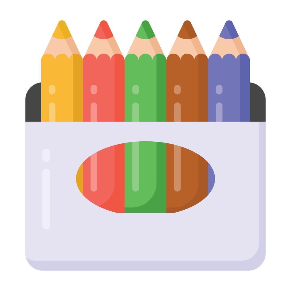 Flat icon of crayons, artwork tool vector