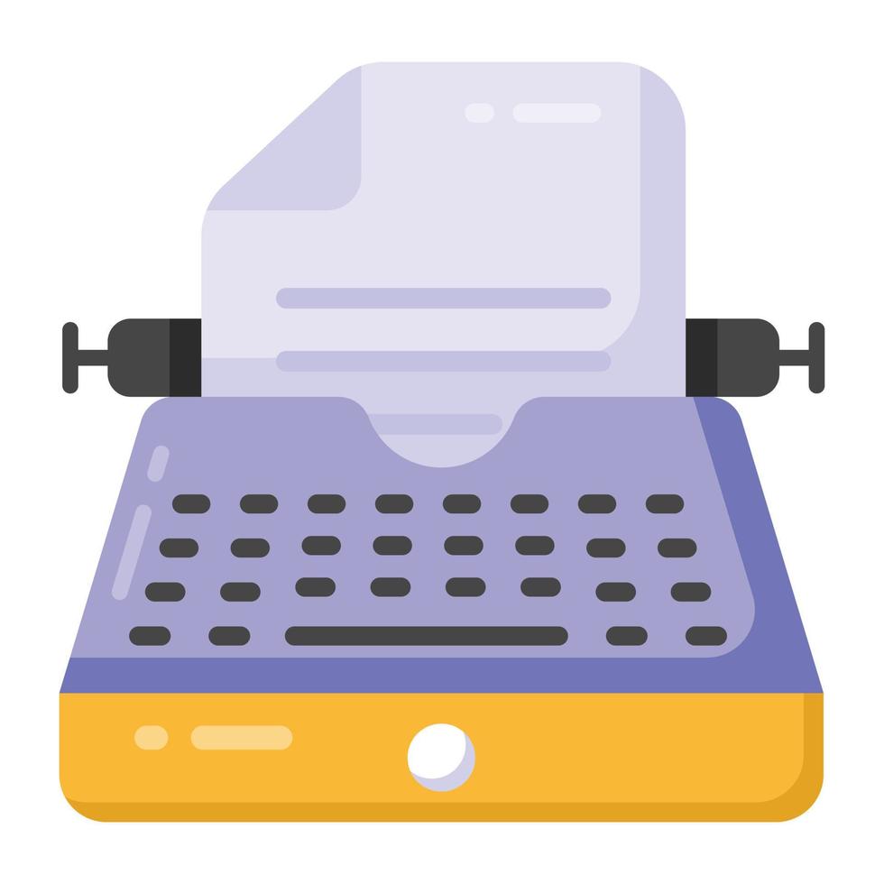 Typewriter icon vector, typing machine vector