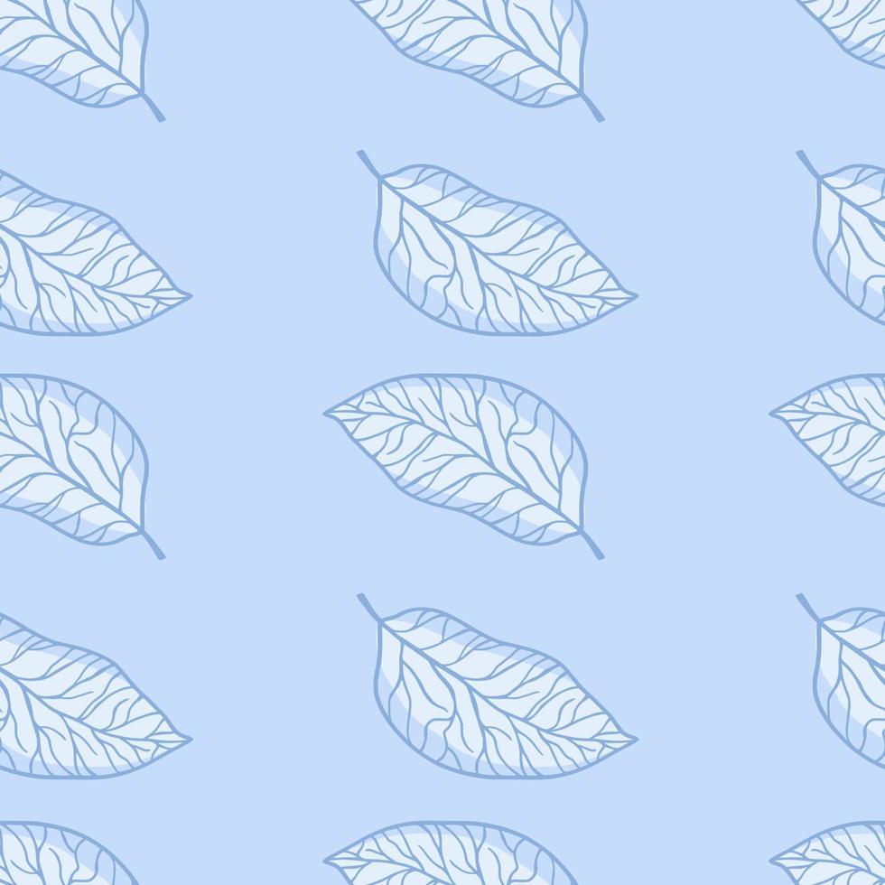 Pastel light leaf contoured shapes seamless pattern. Blue tones palette artwork. Abstract floral design. vector