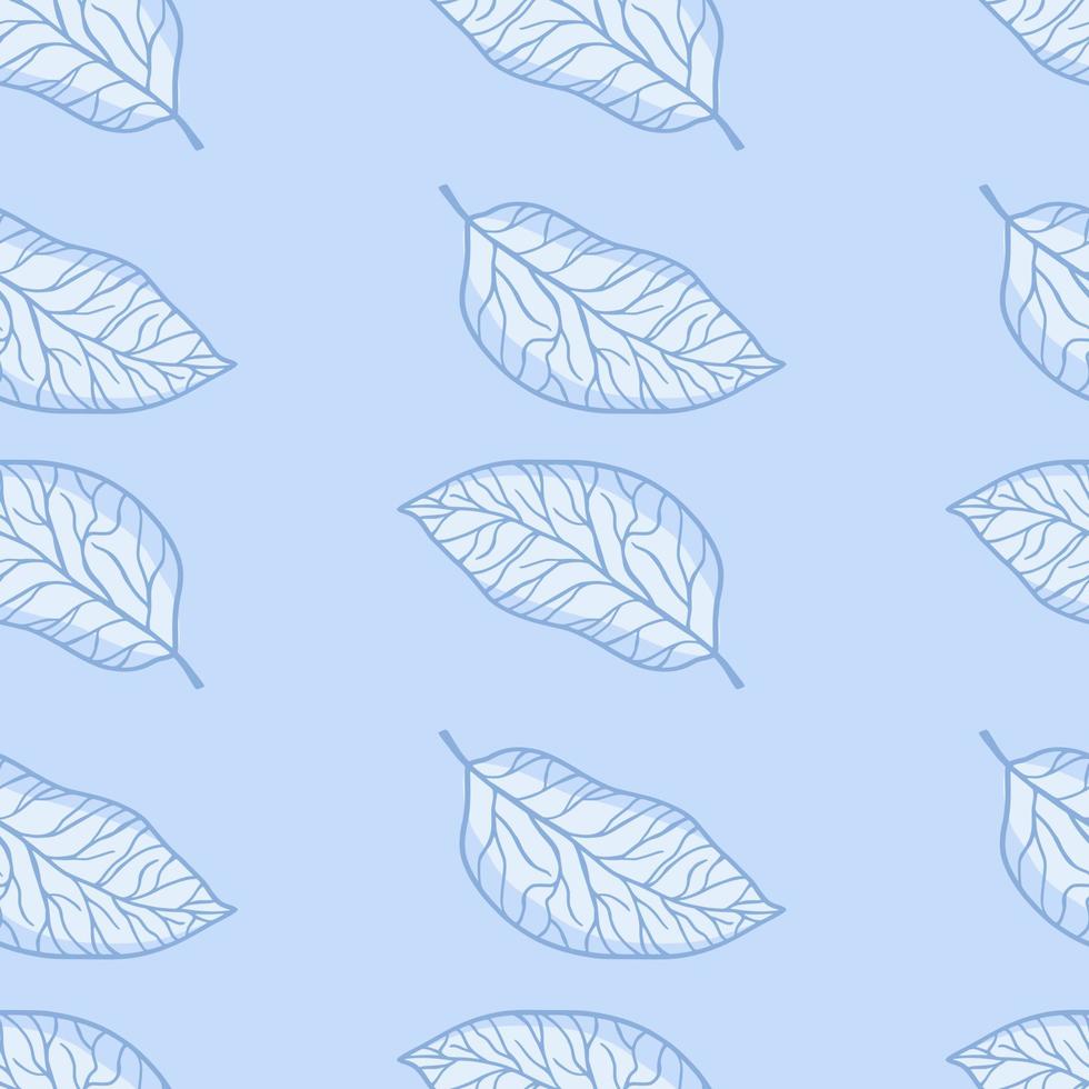 Pastel light leaf contoured shapes seamless pattern. Blue tones palette artwork. Abstract floral design. vector