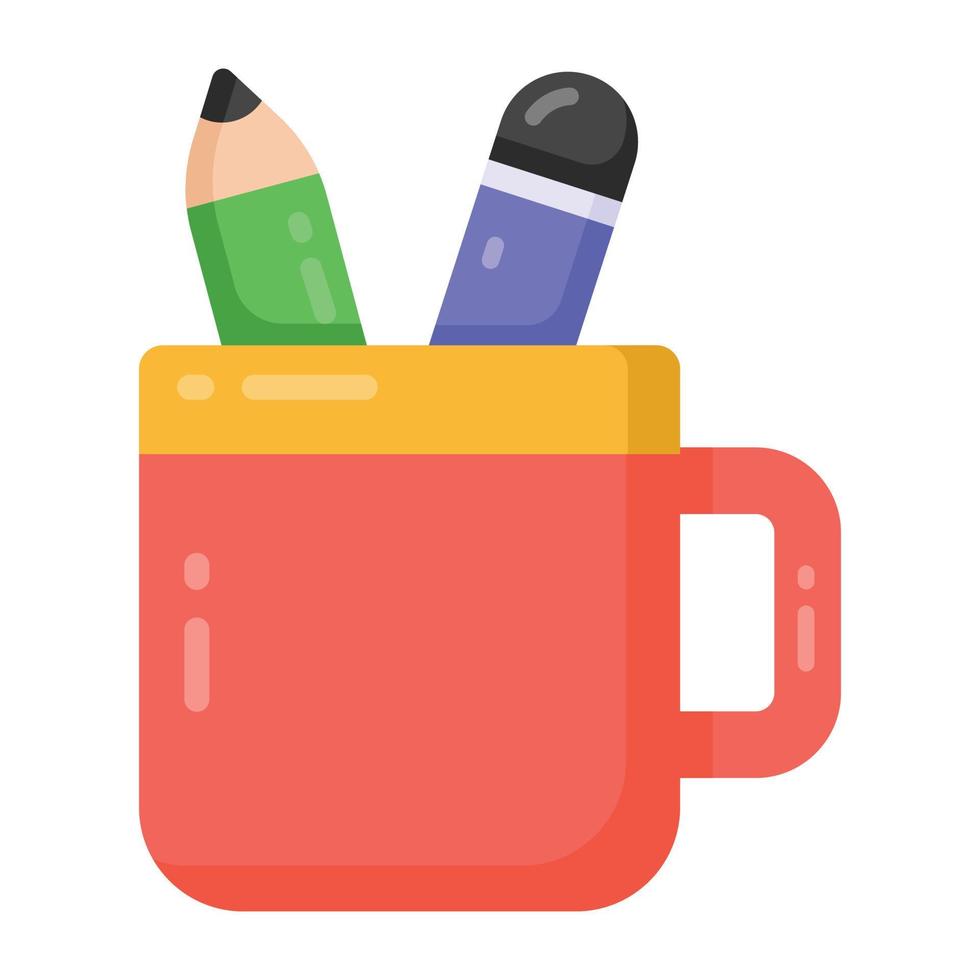 Pencil case vector, icon of pencil stand in editable style vector