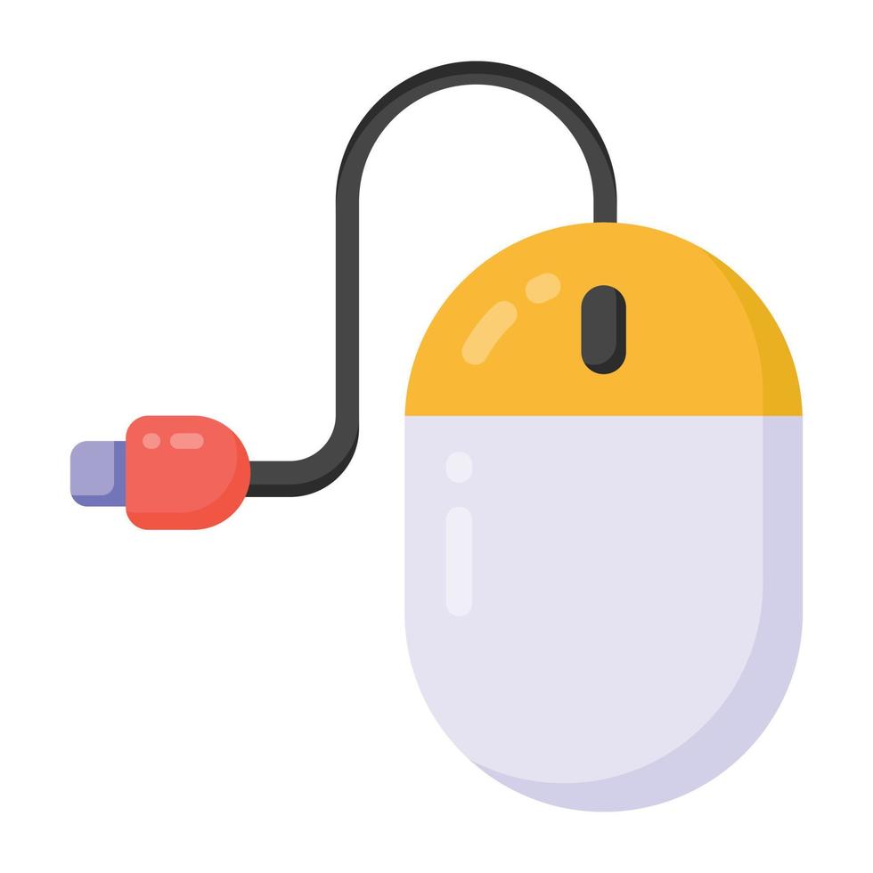 Computer accessory icon, flat design of computer mouse vector
