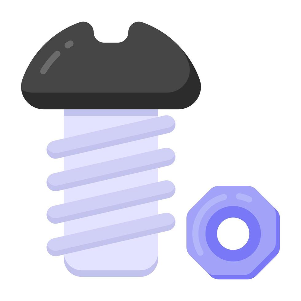 Nut bolt flat style icon, repairing tools vector