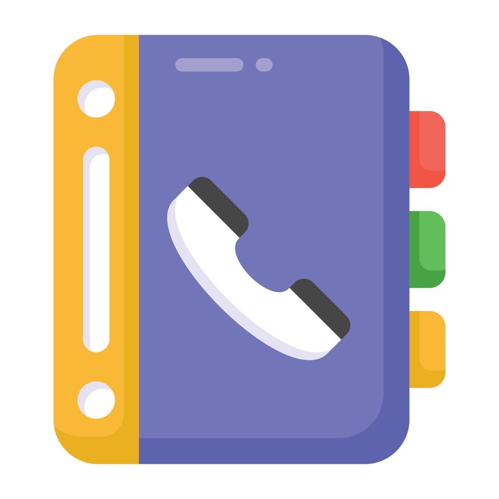Receiver on book showing concept of phone book icon vector