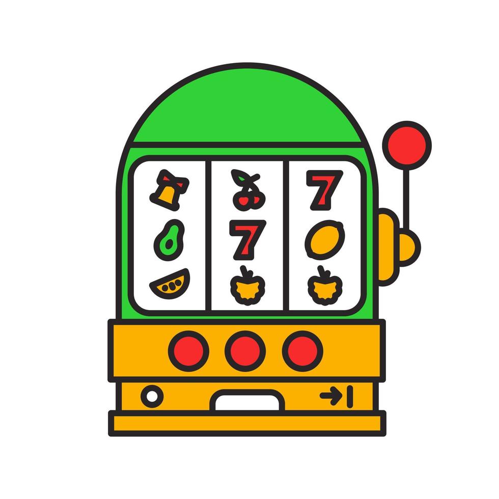 One armed bandit color icon. Slot machine. Casino. Isolated vector illustration