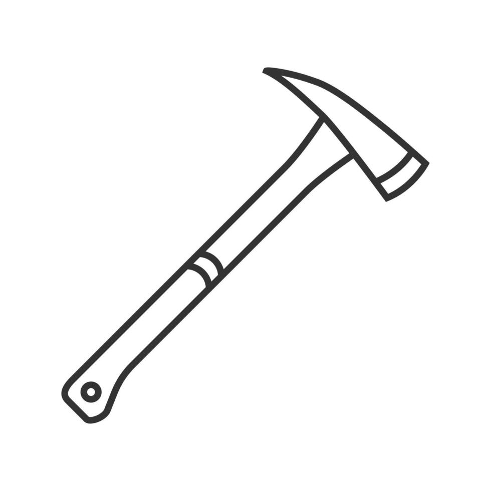 Fire axe linear icon. Hiking and camping hatchet. Thin line illustration. Contour symbol. Vector isolated outline drawing