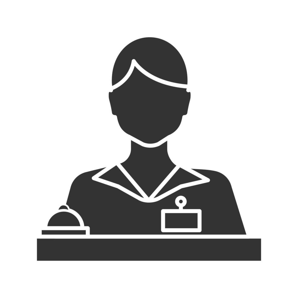 Receptionist glyph icon. Secretary, manager. Silhouette symbol. Negative space. Vector isolated illustration