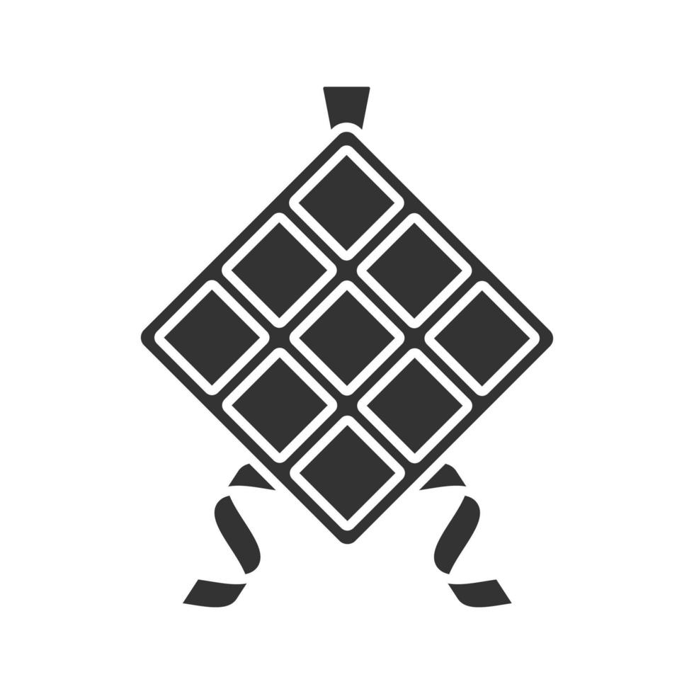 icono de glifo de ketupat. símbolo de la silueta. arroz en hoja de palma. espacio negativo. ilustración vectorial aislada vector