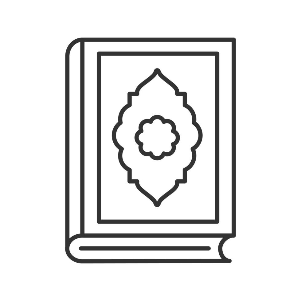 Quran book linear icon. Thin line illustration. Islamic religion. Koran. Contour symbol. Vector isolated outline drawing