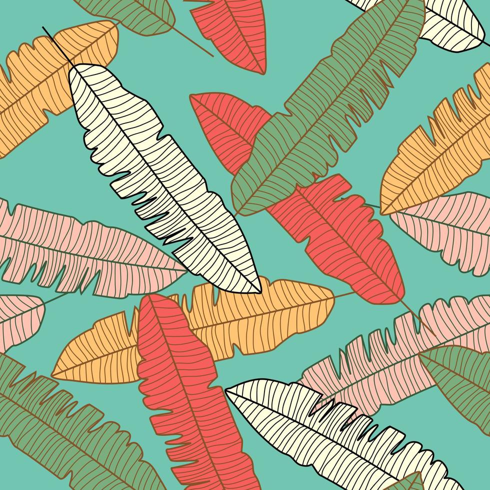 patrón transparente de hoja de plátano creativo. papel pintado de hojas exóticas contemporáneas. vector