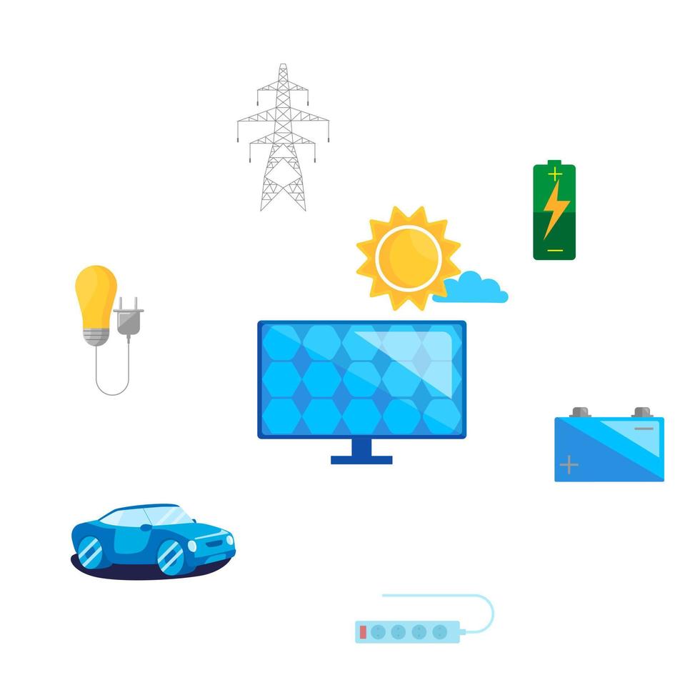 concepto seguro y uso de energías renovables alternativas. diseño de concepto de energía solar. vector