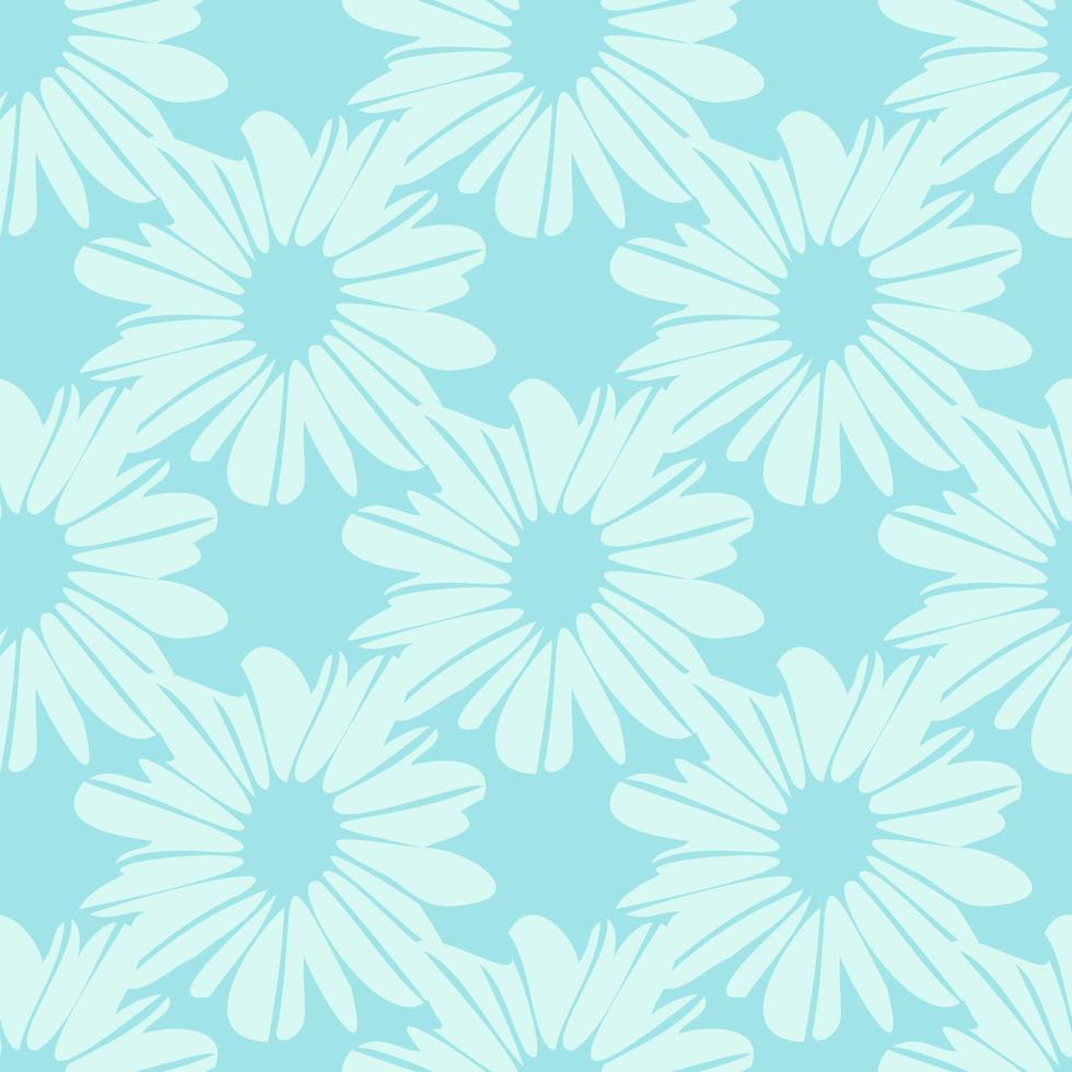 Light daisy flowers seamless pattern. Blue background. Spring fresh design. vector