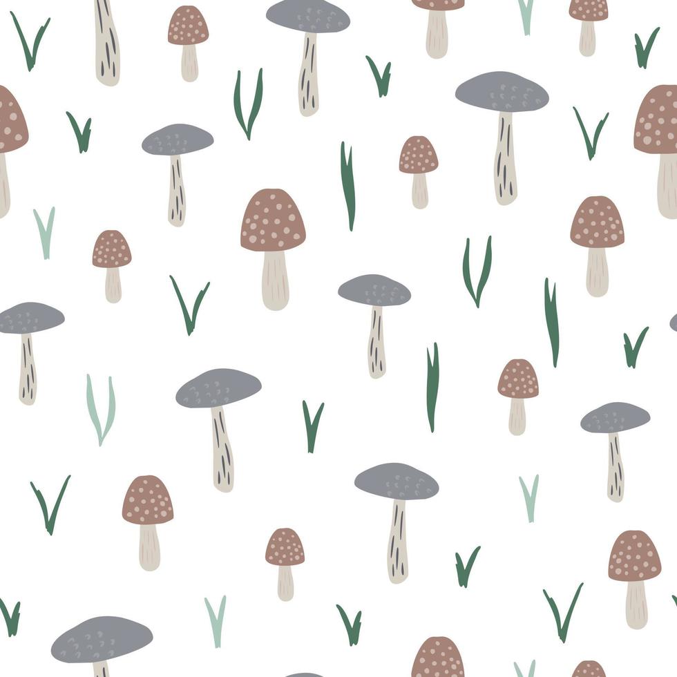 mushrooms seamless pattern. Creative autumn botanical texture. vector