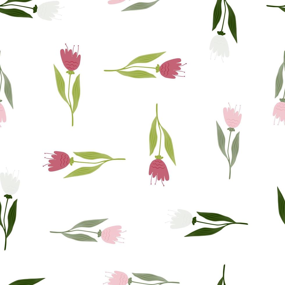 Decorative wildflower seamless pattern isolated on white background. vector