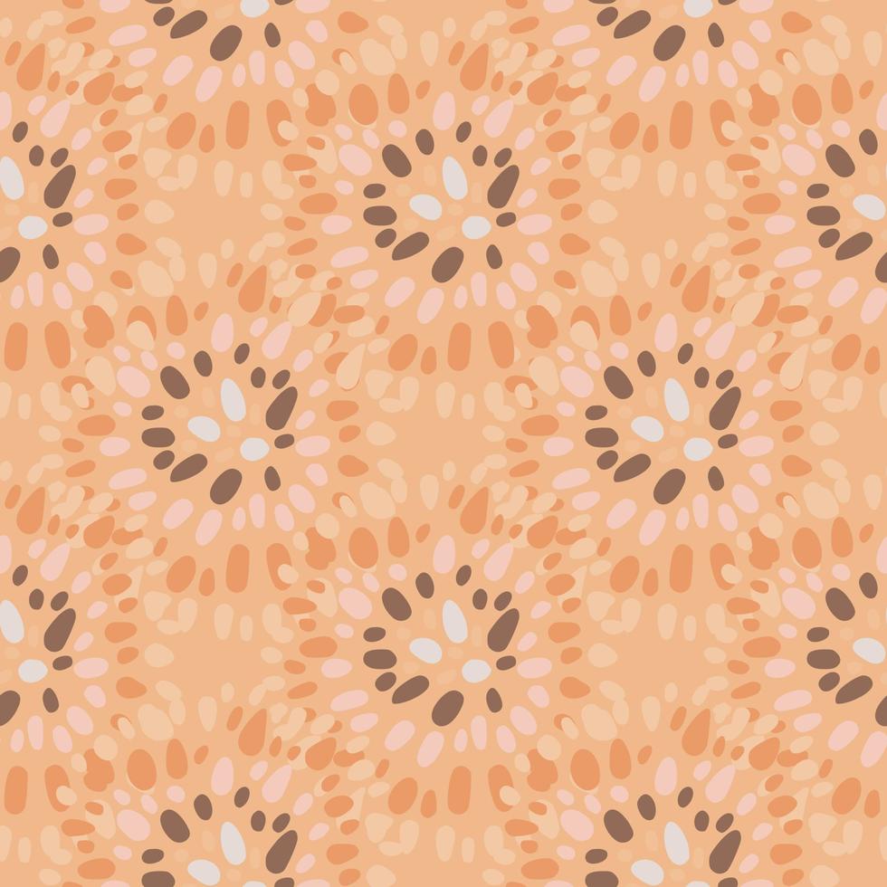 African point circles seamless pattern. Ethnic style print in orange tones. vector