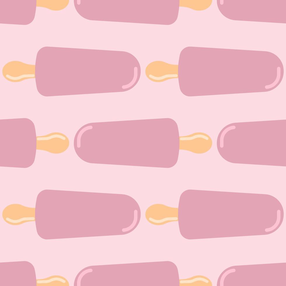 Seamless pattern with eskimo pie in pink colors. vector