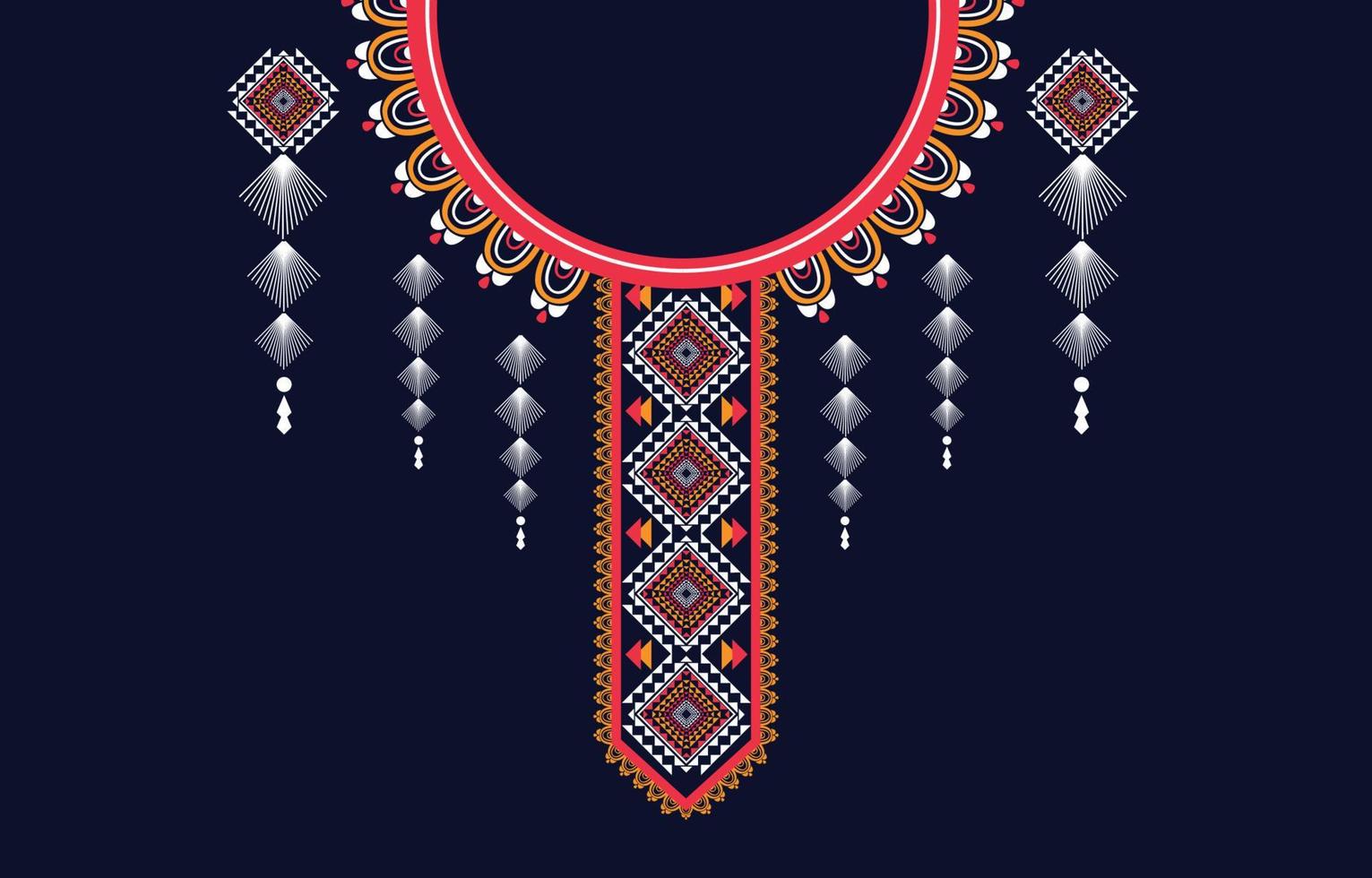 Ethnic Neck Embroidery Geometric shapes ethnic patterns neck embroidery designs for backgrounds or wallpaper and clothing for fashion vector