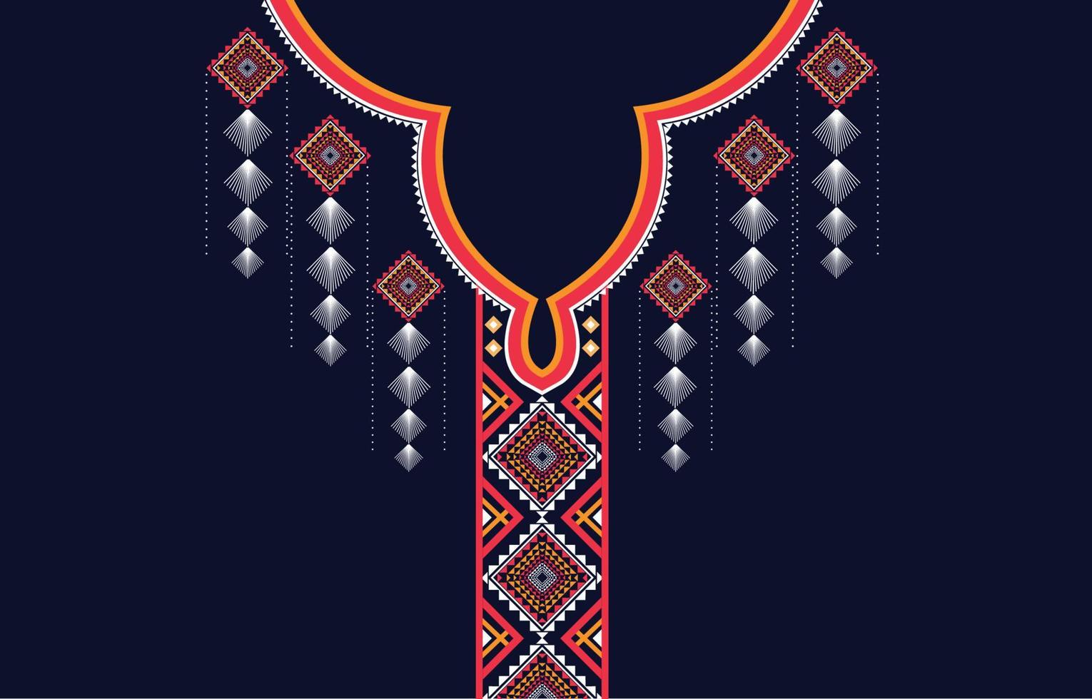 bordado de cuello étnico formas geométricas patrones étnicos diseños de bordado de cuello para fondos o papel tapiz y ropa para vector de moda