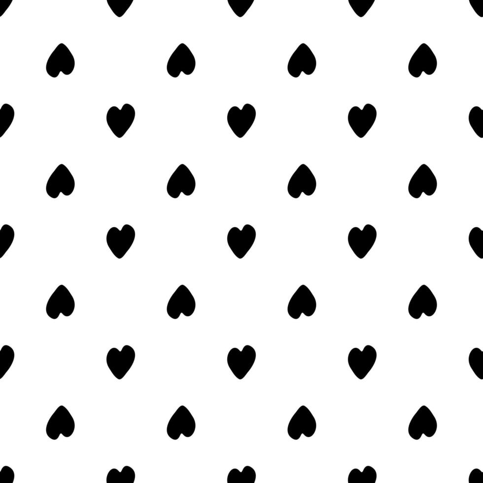 patrón impecable con corazones simples en color negro. vector