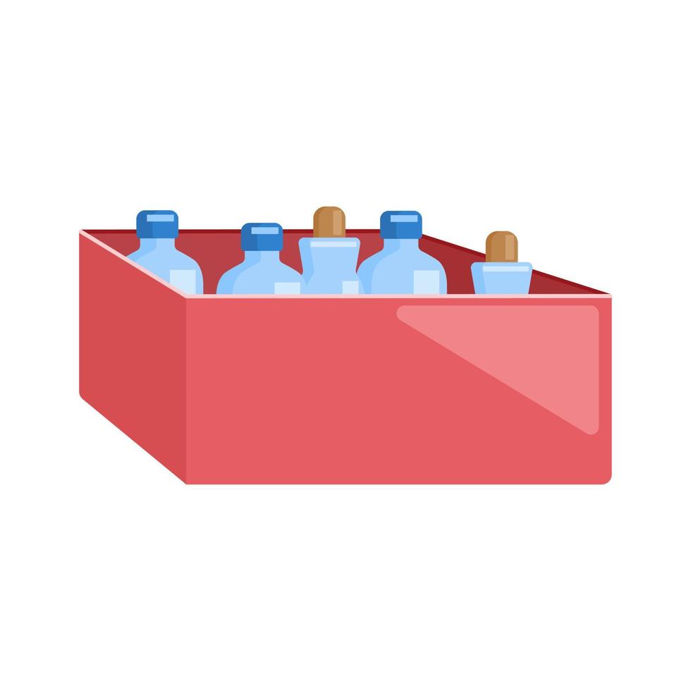 caja de medicamentos en estilo plano. Botella médica diferente aislada sobre fondo blanco. vector