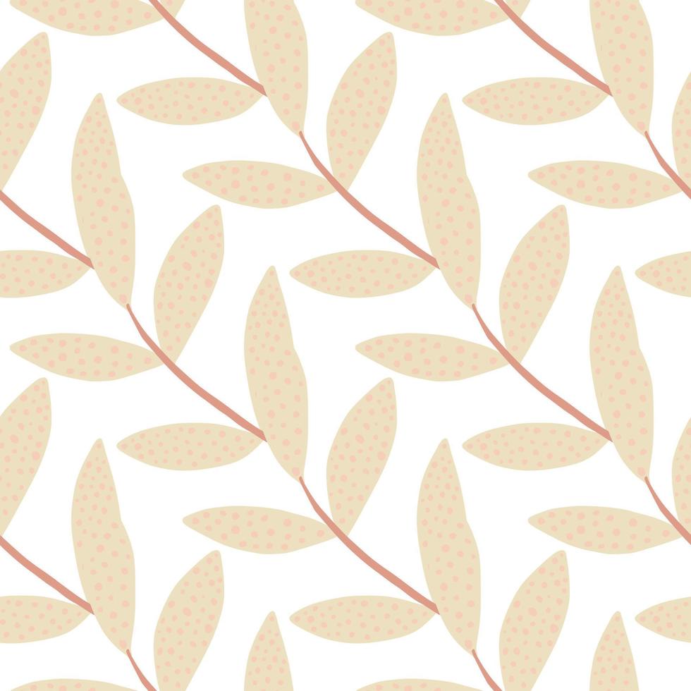 Minimalistic floral branches on white background. Isolated seamless pattern in light pink colours. vector