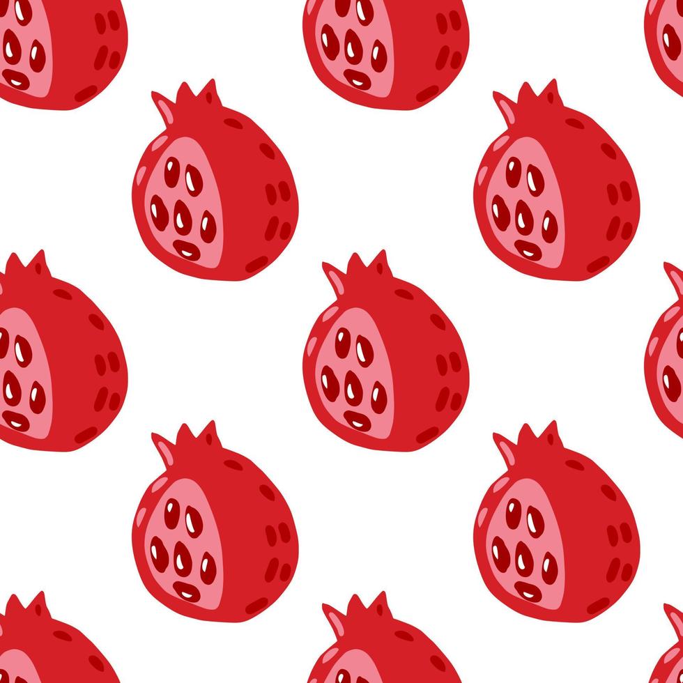 Isolated seamless pattern with red garnets. Doodle fruit print on white background. vector