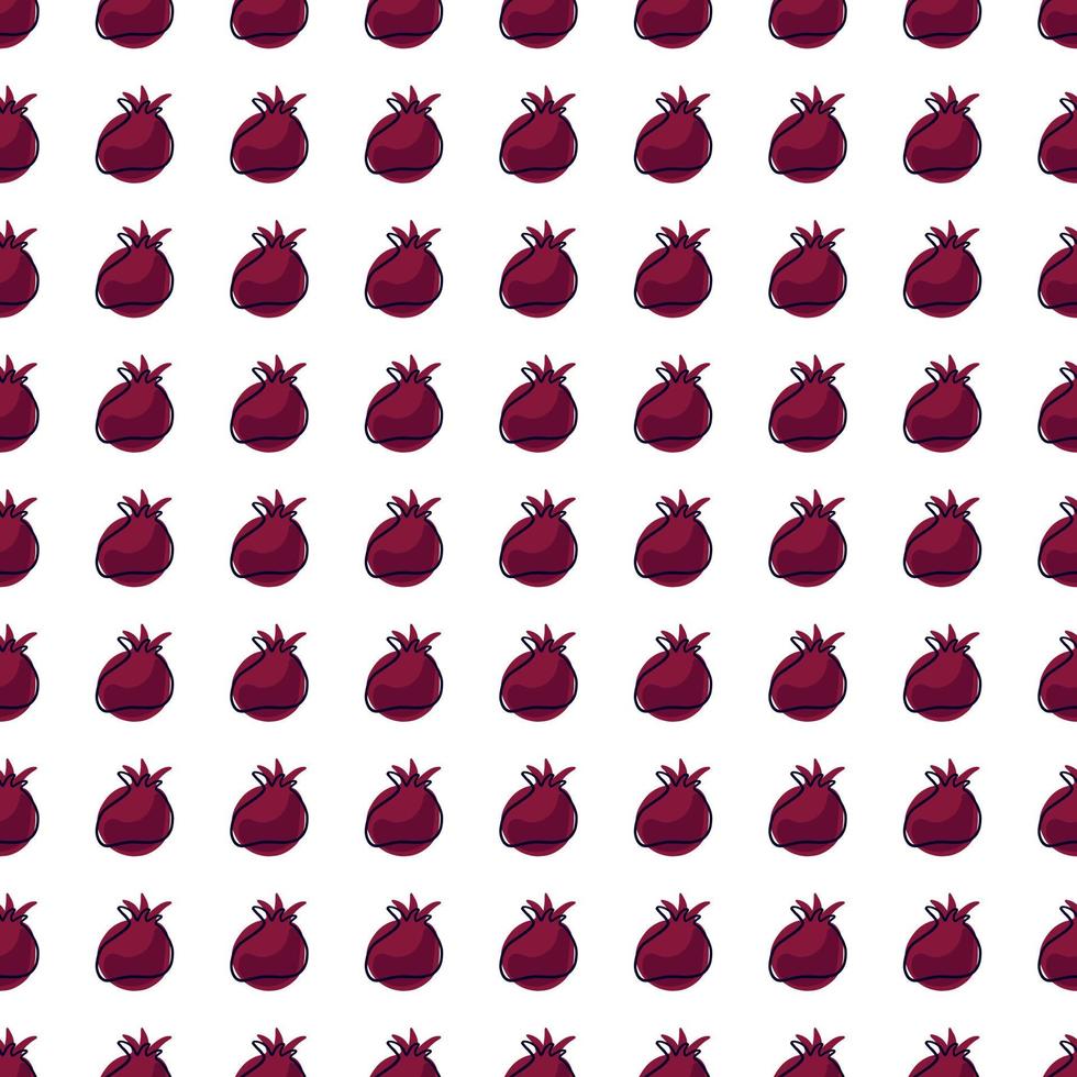 Doodle seamless pattern with little pomegranate ornament. Isolated fruit backdrop. Hand drawn simple print. vector