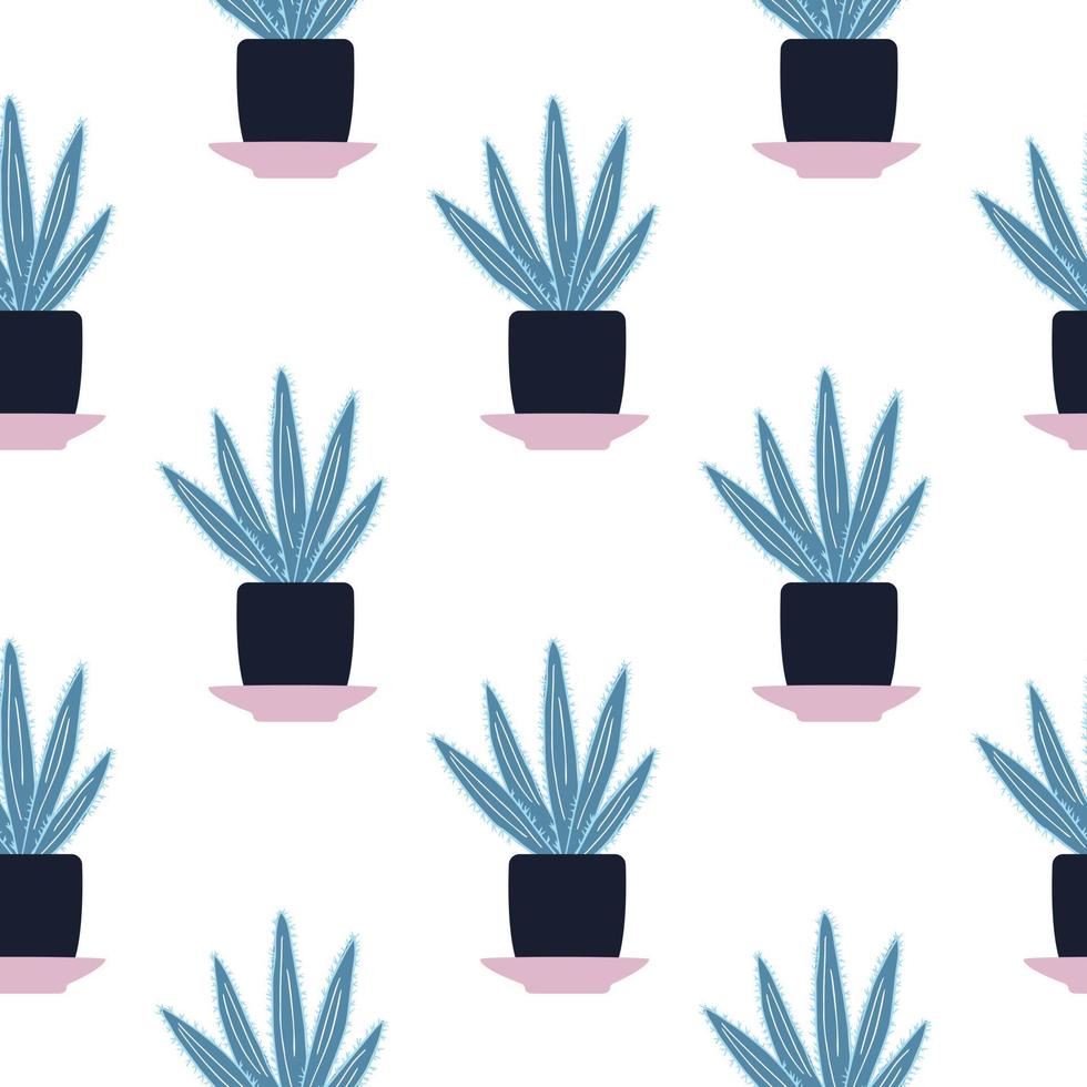 patrón sin costuras con cactus en maceta sobre fondo blanco. simple adorno textil. vector