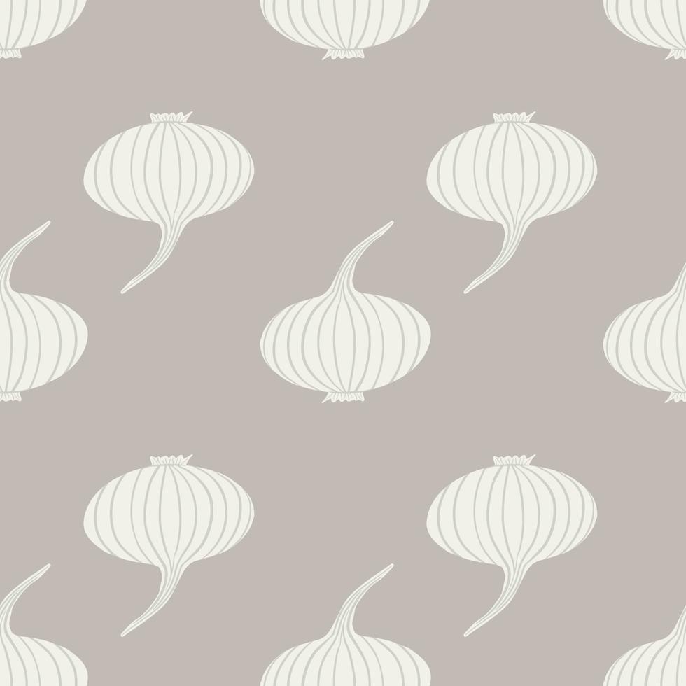 Simple geometric onion seamless pattern. Doodle onion bulb vegetable wallpaper. vector