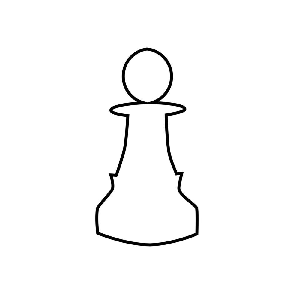 Chess pawn symbol isolated on white background in outline style. vector